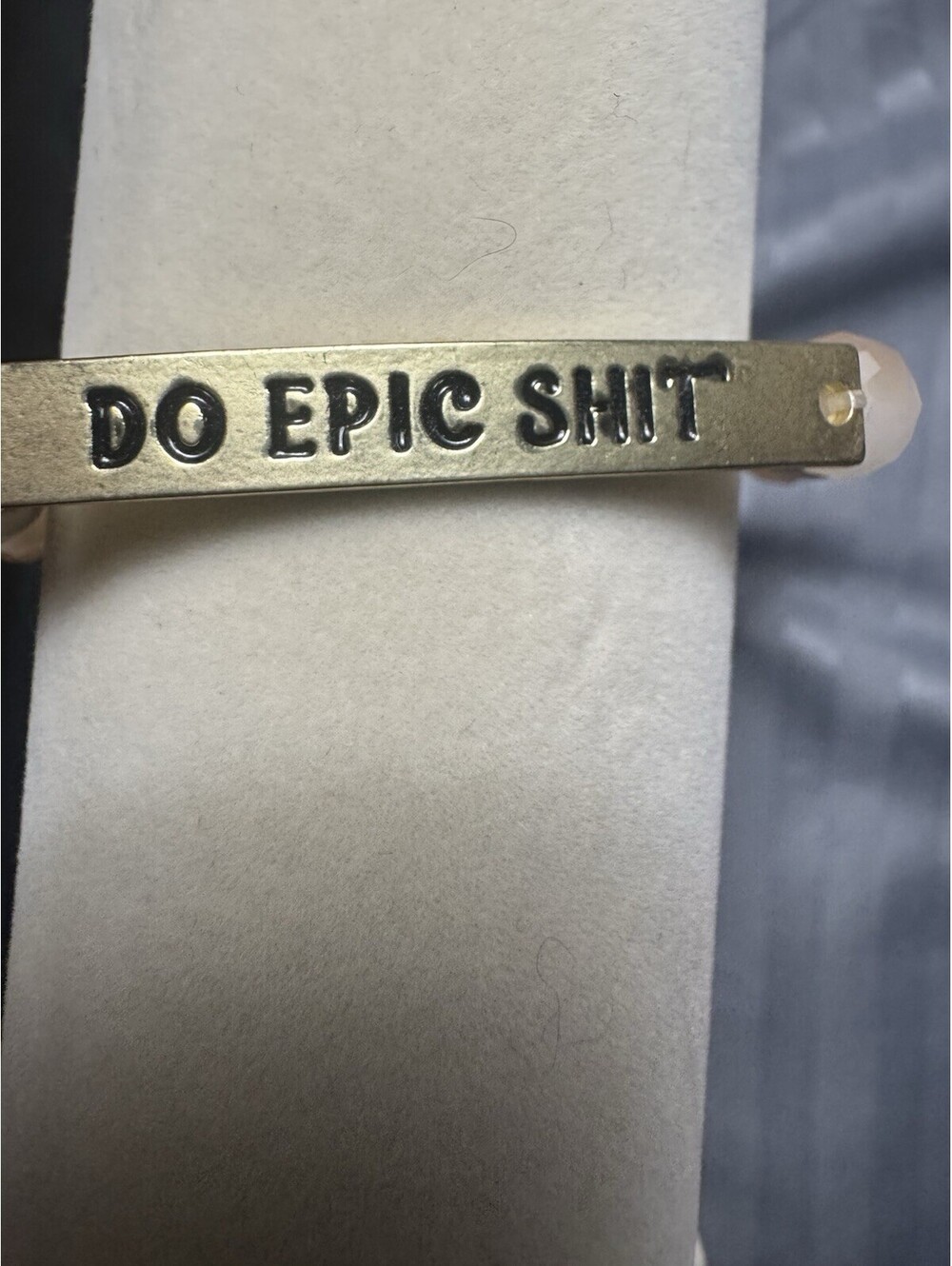 Dylan Do Epic Shi## Bracelet Gold Tone Neutral Beaded Stretch NWT